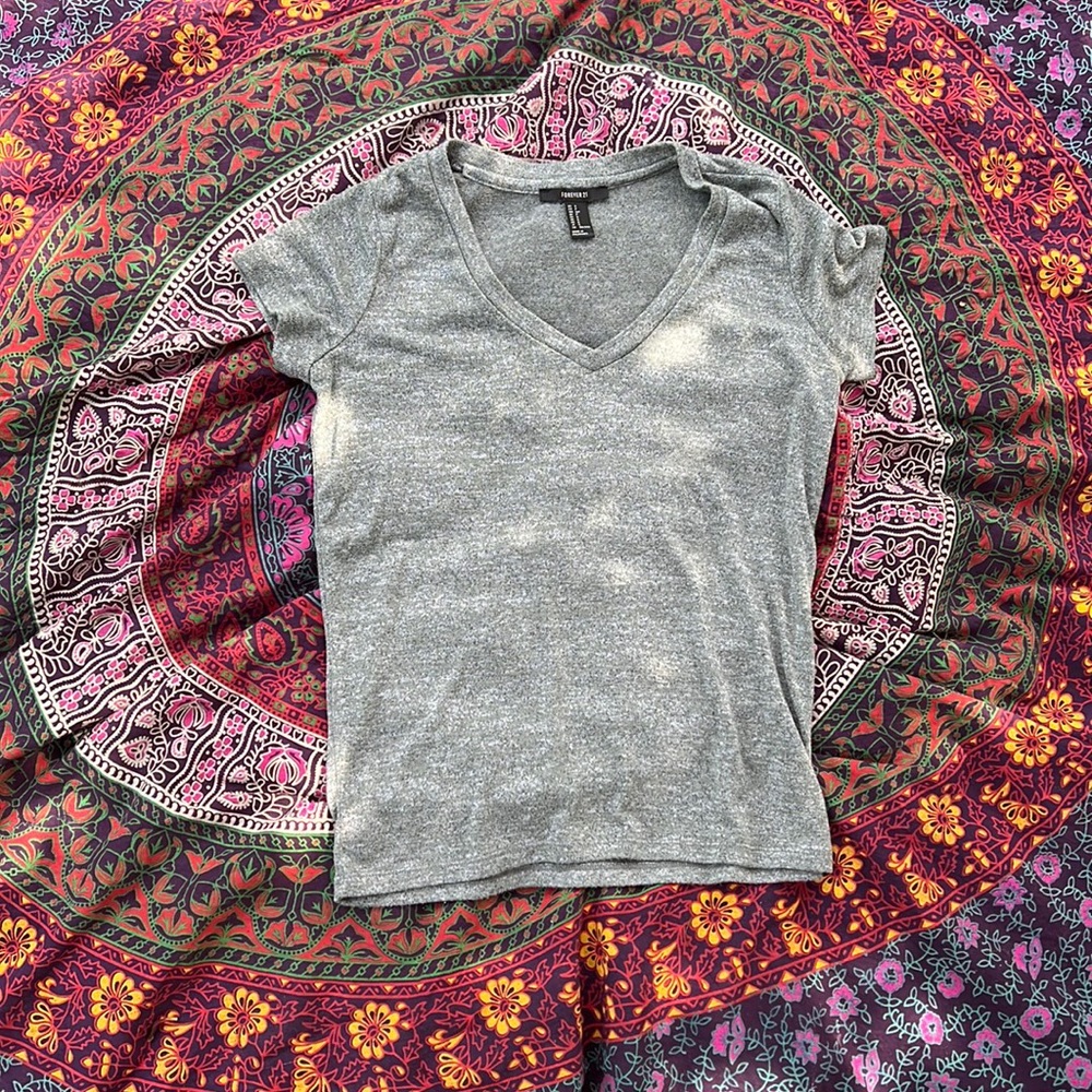 Heather green v-neck tee